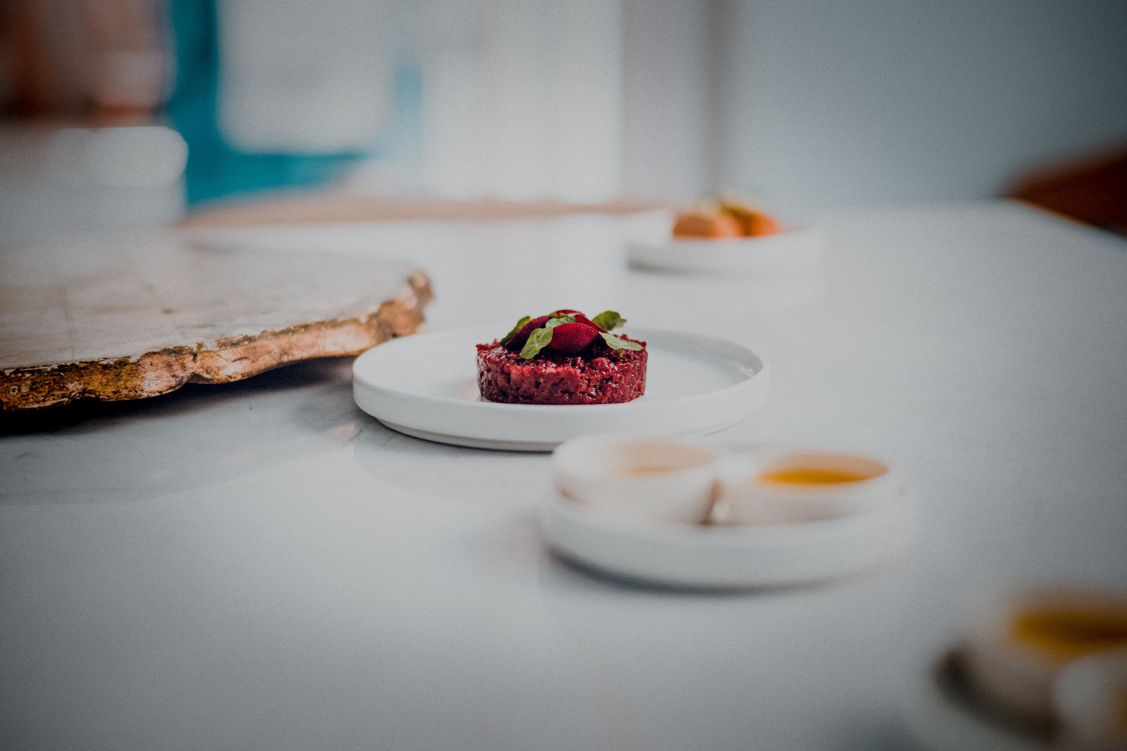 Refined plate detail in restaurant ambiance