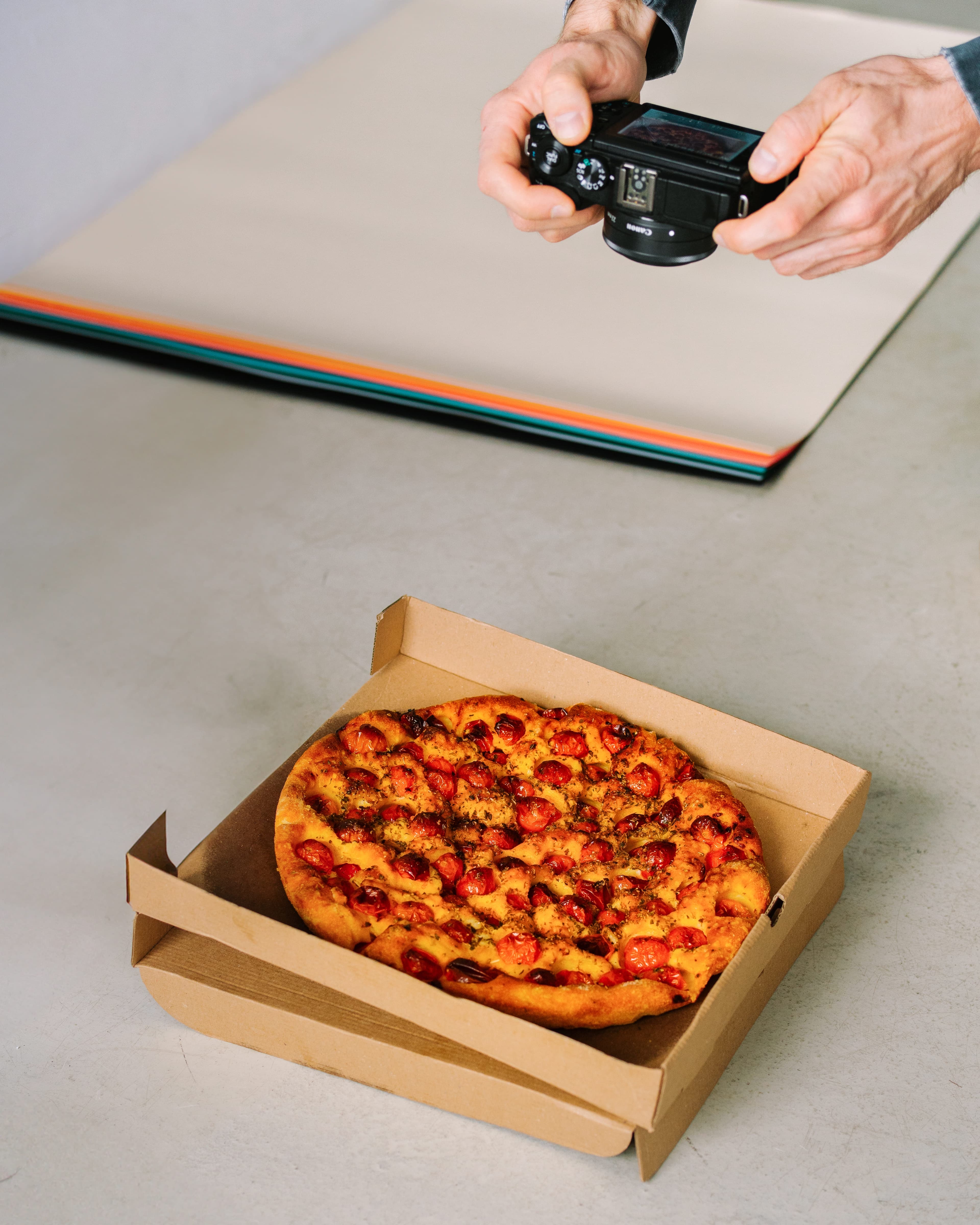 Artisan pizza photographed in warm tones